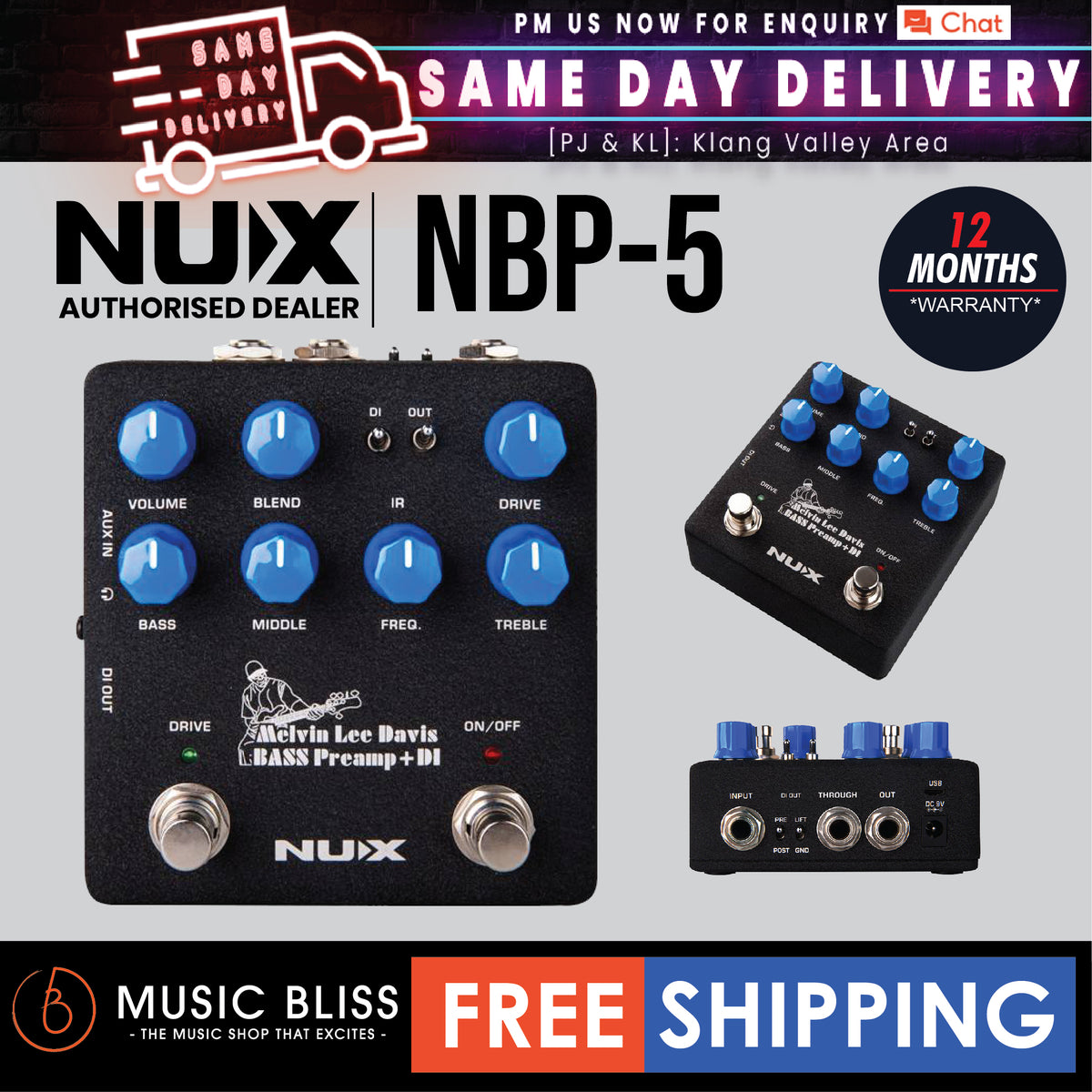 NUX NBP-5 Melvin Lee Davis Bass Preamp + DI | Music Bliss Malaysia