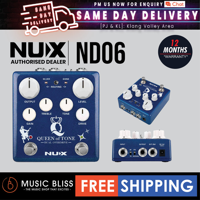 NUX NDO6 Queen of Tone Dual Overdrive Pedal - Music Bliss Malaysia