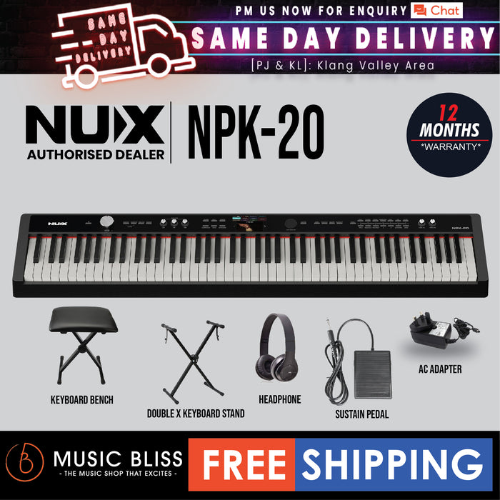 NUX NPK-20 88-Key Portable Digital Piano - Black - Music Bliss Malaysia