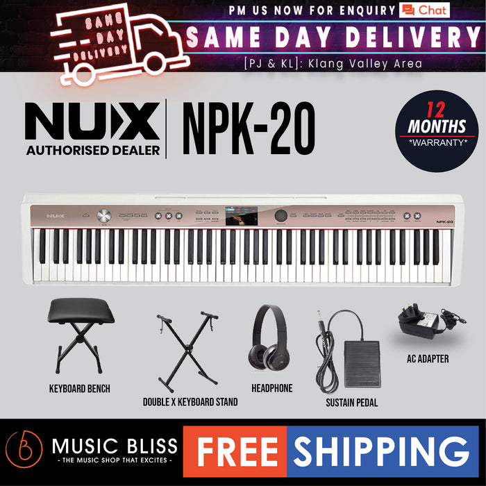 NUX NPK-20 88-Key Portable Digital Piano - White - Music Bliss Malaysia