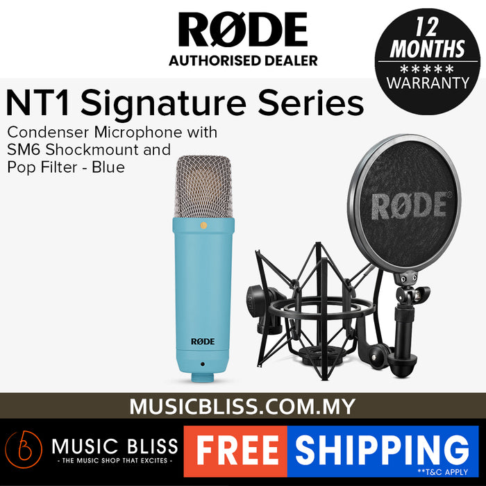 Rode NT1 Signature Series Condenser Microphone with SM6 Shockmount and Pop Filter - Blue
