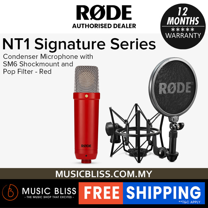Rode NT1 Signature Series Condenser Microphone with SM6 Shockmount and Pop Filter - Red