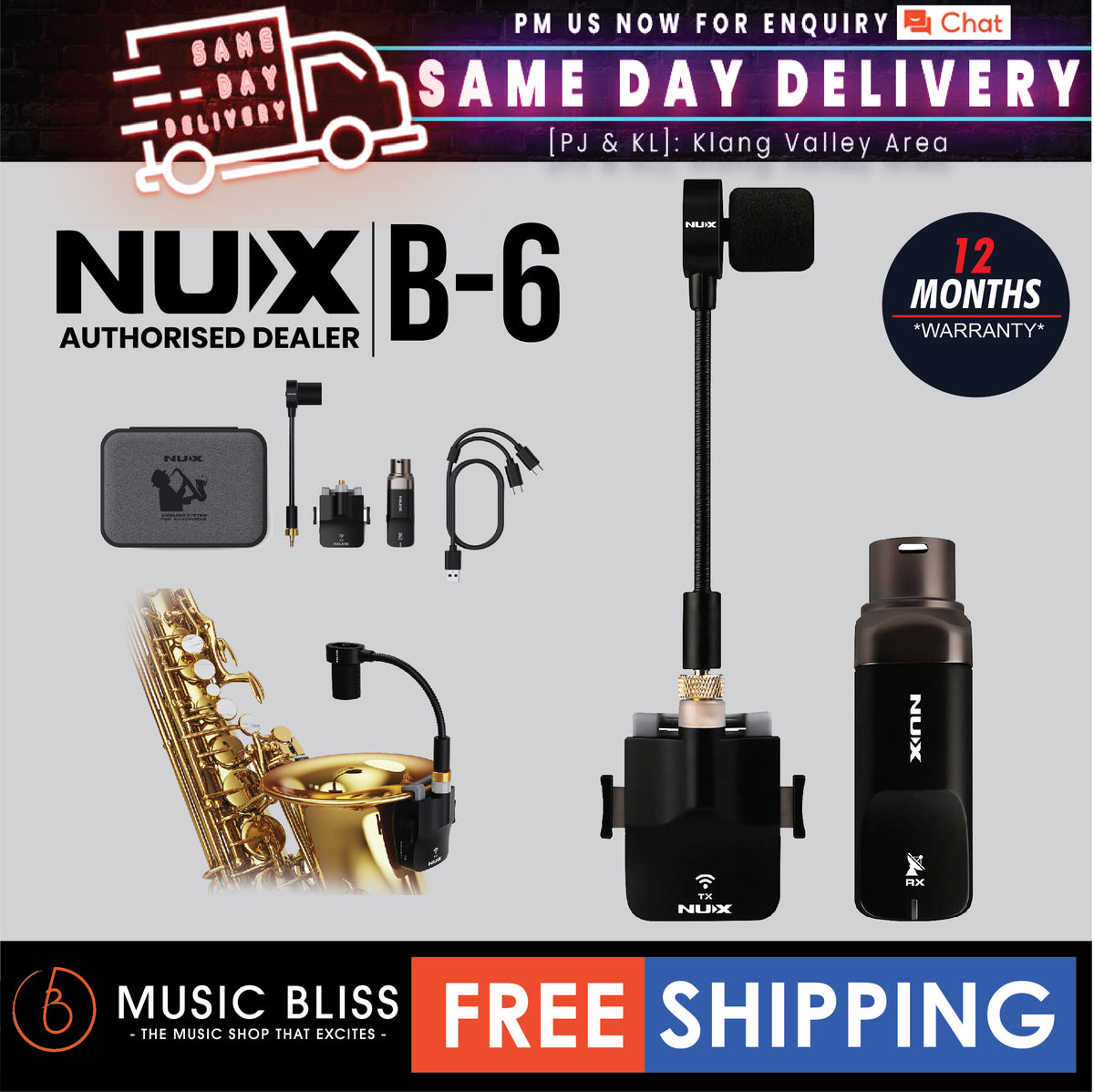 NUX B-6 Saxophone Wireless Connection System (B6) | Music Bliss Malaysia