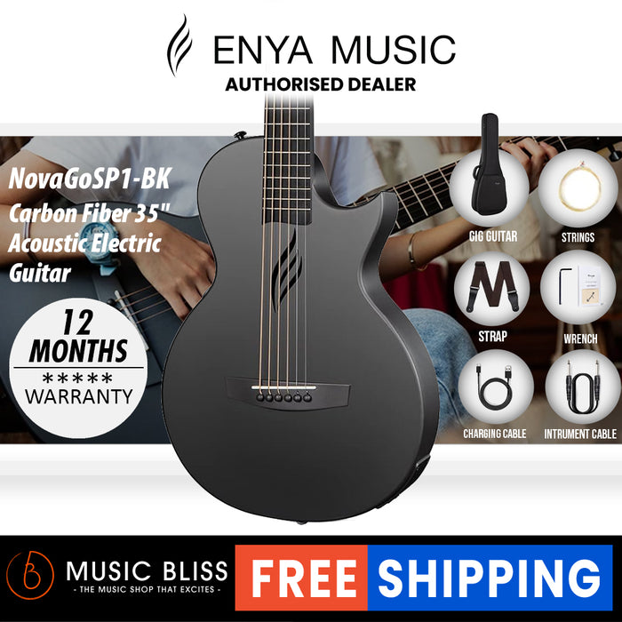 Enya Nova Go Guitar SP1 Carbon Fiber Acoustic-Electric Guitar - Black - Music Bliss Malaysia