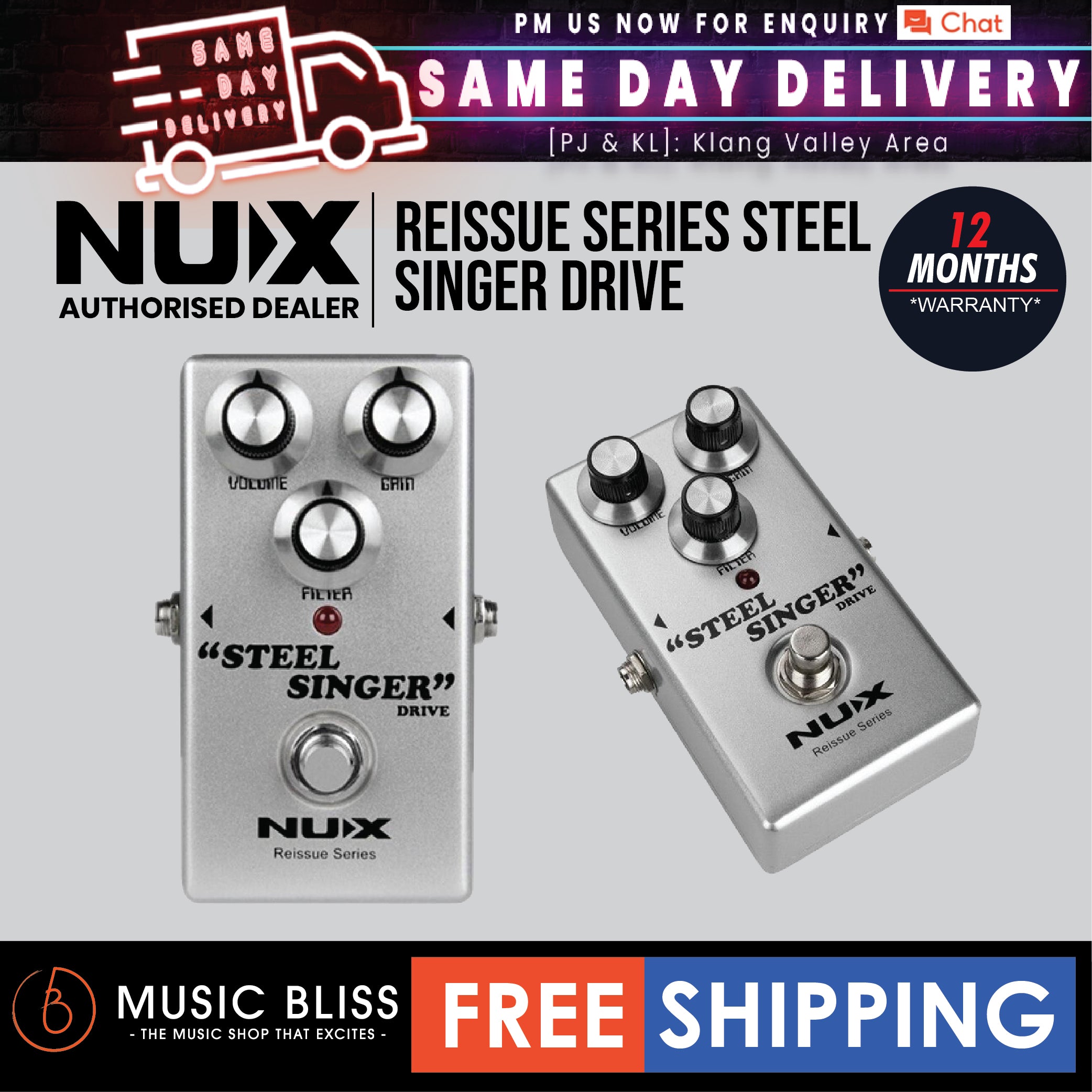 NUX Reissue Series Steel Singer Drive Pedal | Music Bliss Malaysia