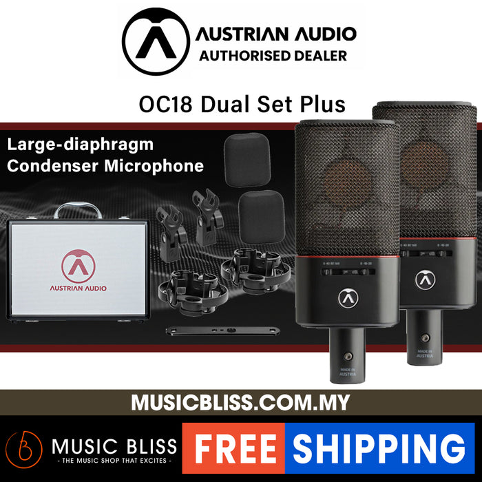 Austrian Audio OC18 Dual Set Plus Large-Diaphragm Cardioid Condenser Microphones (2 Microphones) - Music Bliss Malaysia