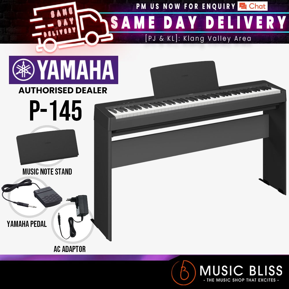 Yamaha P-145 88-Key Digital Piano With Original Adapter - Black | Music ...