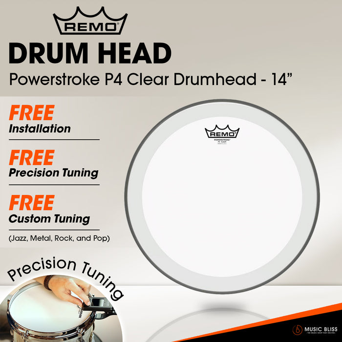 Remo Powerstroke P4 Clear Drumhead - 14'' [Free In-Store Installation]