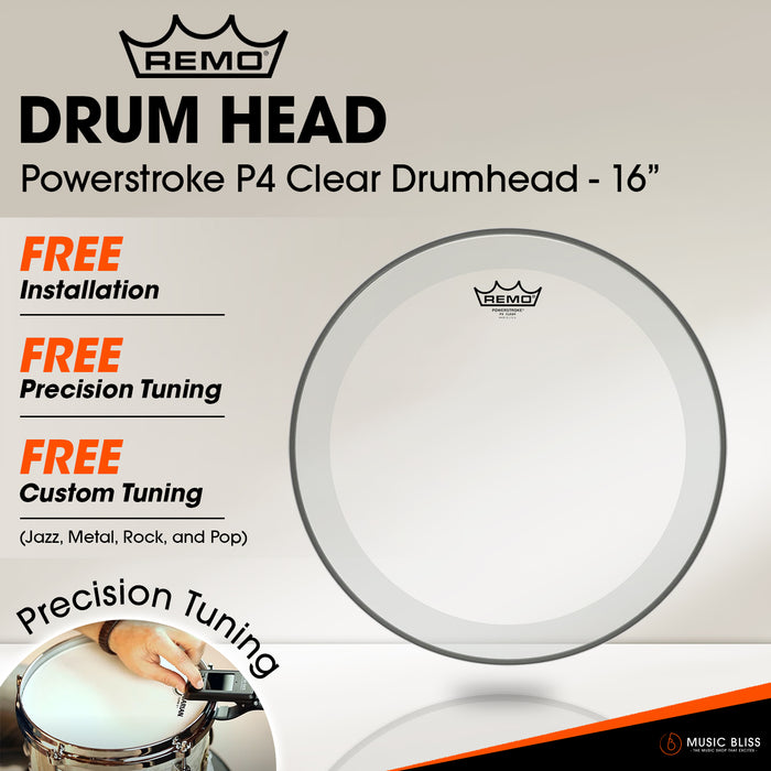 Remo Powerstroke P4 Clear Drumhead - 16'' [Free In-Store Installation]