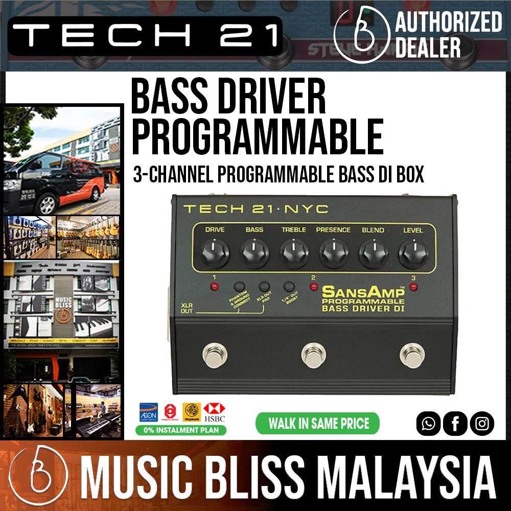 Tech 21 SansAmp 3-Channel Programmable Bass Driver DI Effects