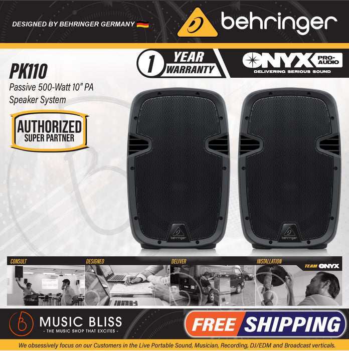 Behringer PK110 Passive 500-Watt 10" PA Speaker System - Pair - Music Bliss Malaysia