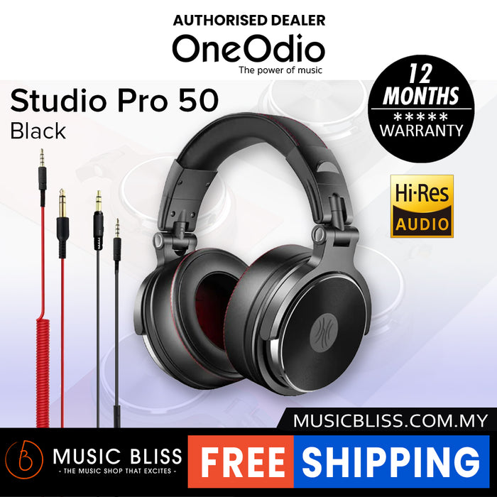 OneOdio Pro 50 Adapter-Free Over Ear Headphones for Studio Monitoring and Mixing, Sound Isolation, 90° Rotatable Housing with Top Protein Leather Earcups, 50mm Driver Unit, Wired Headsets with Mic