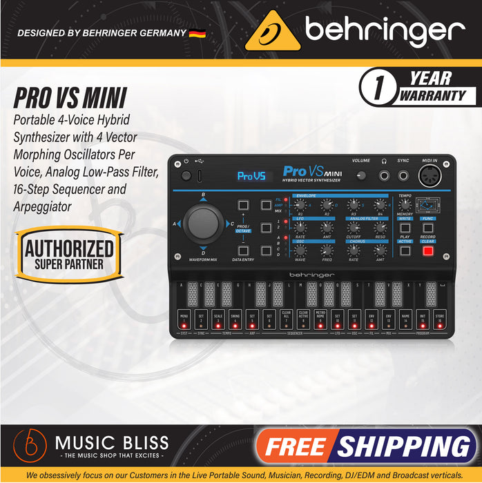 Behringer Pro VS Mini Hybrid Vector Synthesizer - Music Bliss Malaysia