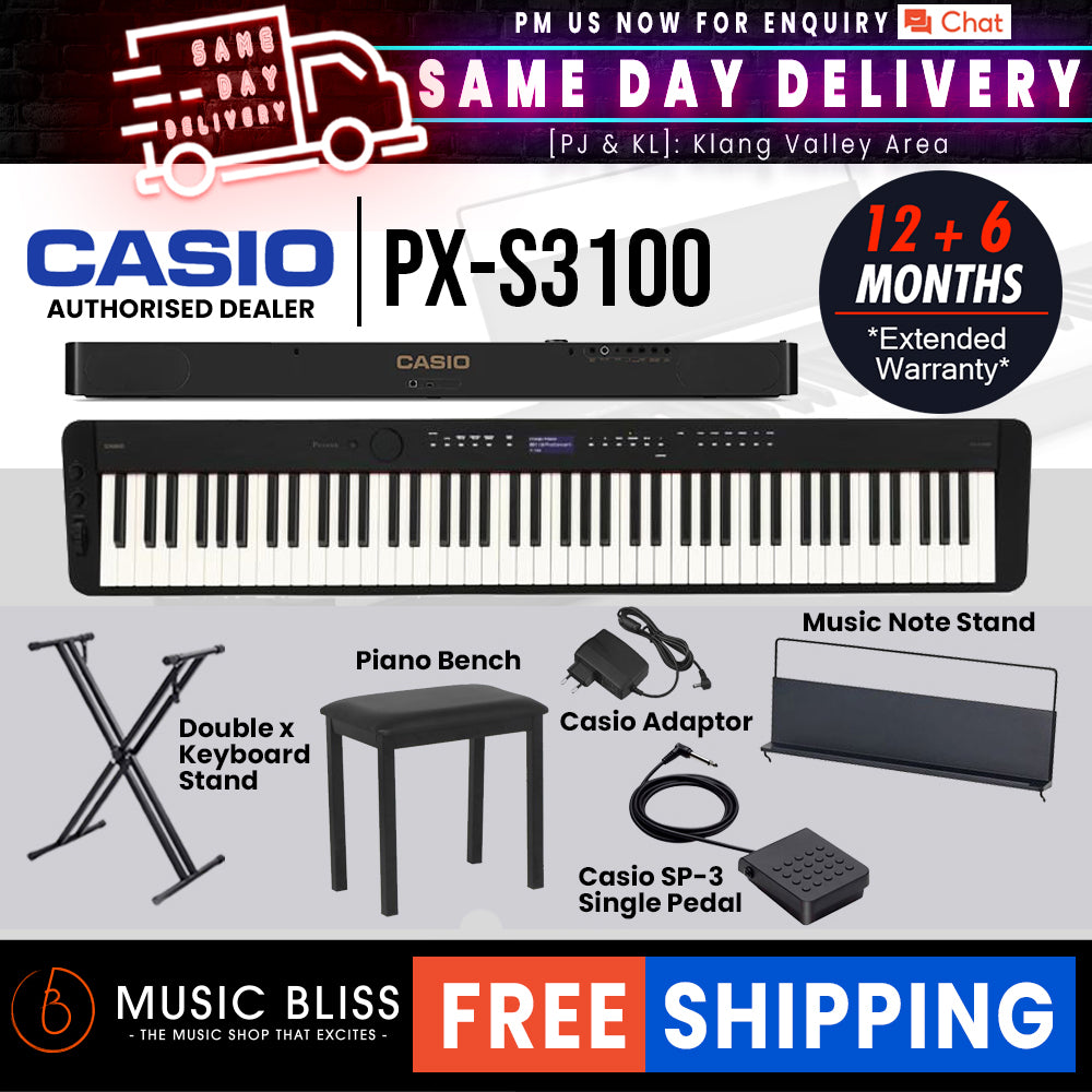 Casio PX S3100 88 key Digital Piano with FREE Piano Bench Music Bliss Malaysia
