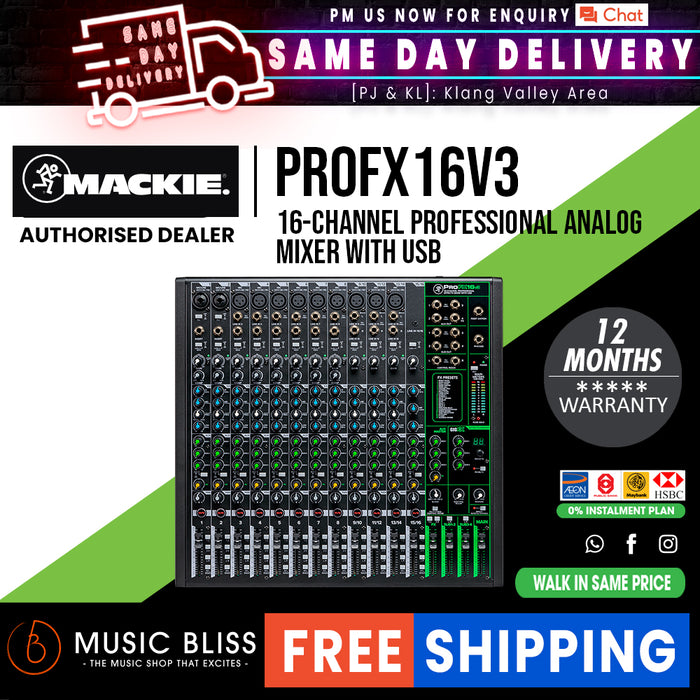 Mackie ProFX16v3 16-channel Mixer with USB and Effects - Music Bliss Malaysia