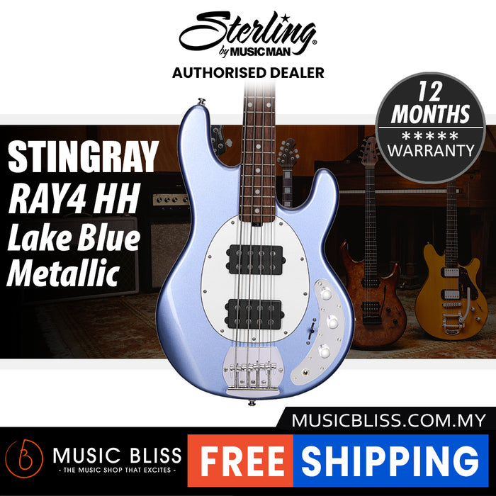 Sterling By Music Man StingRay RAY4HH Electric Bass Guitar - Lake Blue Metallic