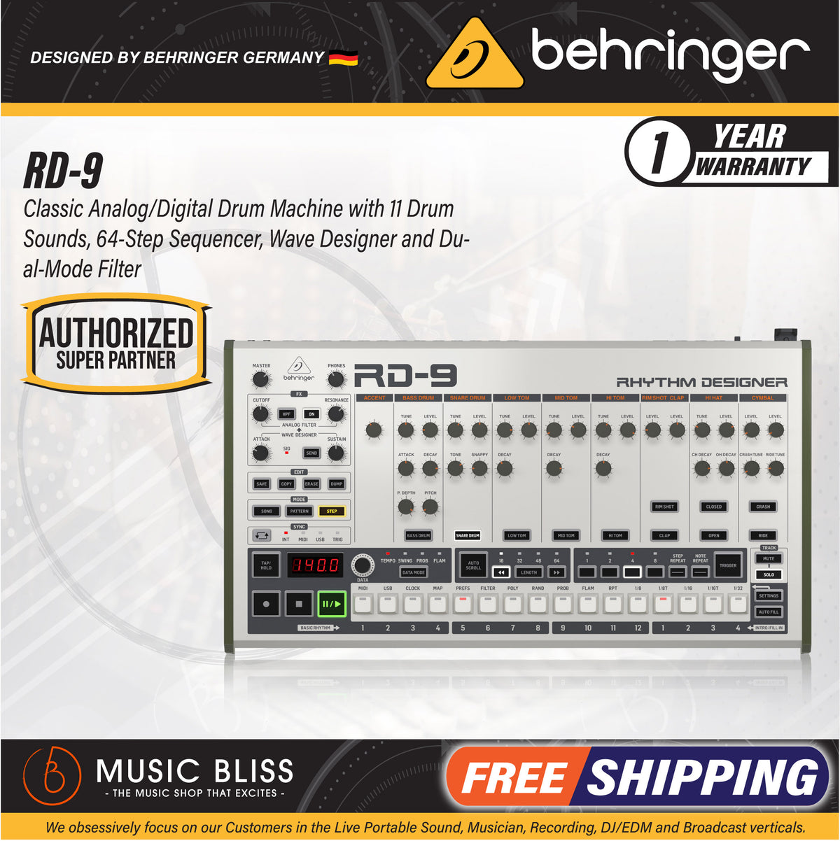 Used Behringer RD9 Drum Machine