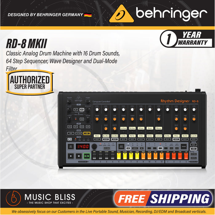 Behringer Rhythm Designer RD-8 MkII Analog Drum Machine | Music