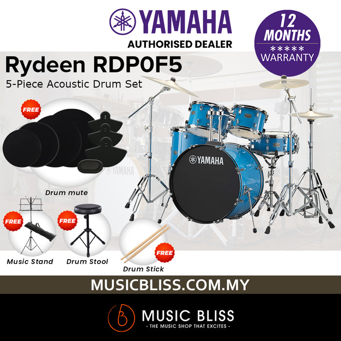 Yamaha Rydeen RDP0F5 5-Piece Drum Set - 20" Kick - Sky Blue