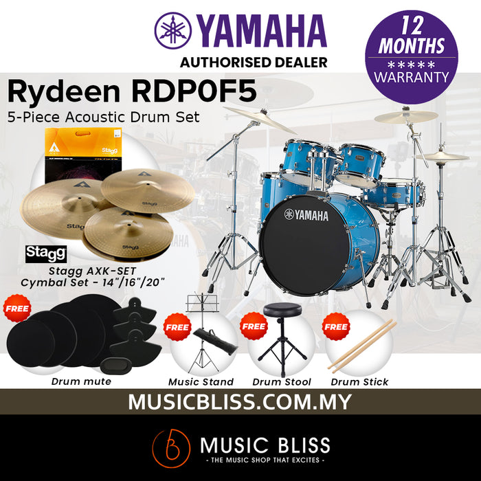 Yamaha Rydeen RDP0F5 5-Piece Drum Set - 20" Kick - Sky Blue