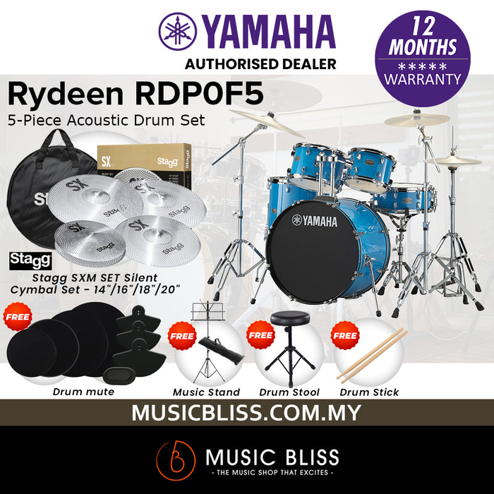 Yamaha Rydeen RDP0F5 5-Piece Drum Set - 20" Kick - Sky Blue