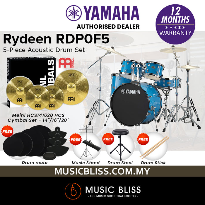 Yamaha Rydeen RDP0F5 5-Piece Drum Set - 20" Kick - Sky Blue