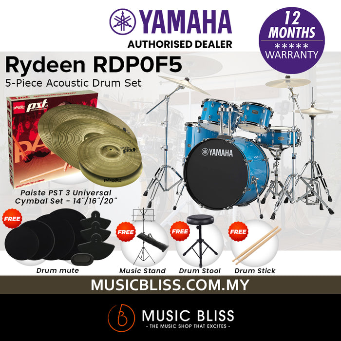 Yamaha Rydeen RDP0F5 5-Piece Drum Set - 20" Kick - Sky Blue