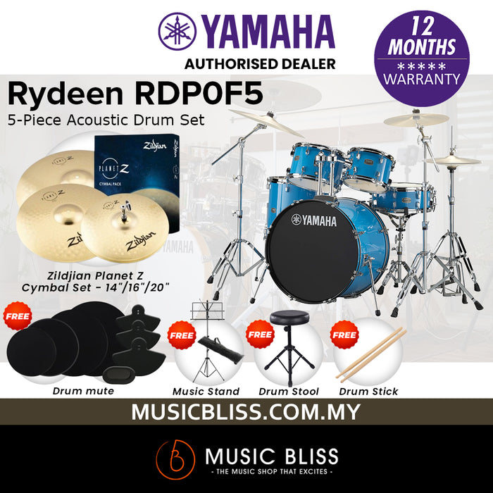 Yamaha Rydeen RDP0F5 5-Piece Drum Set - 20" Kick - Sky Blue