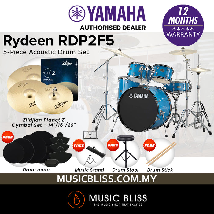 Yamaha Rydeen RDP2F5 5-Piece Drum Set - 22" Kick - Sky Blue