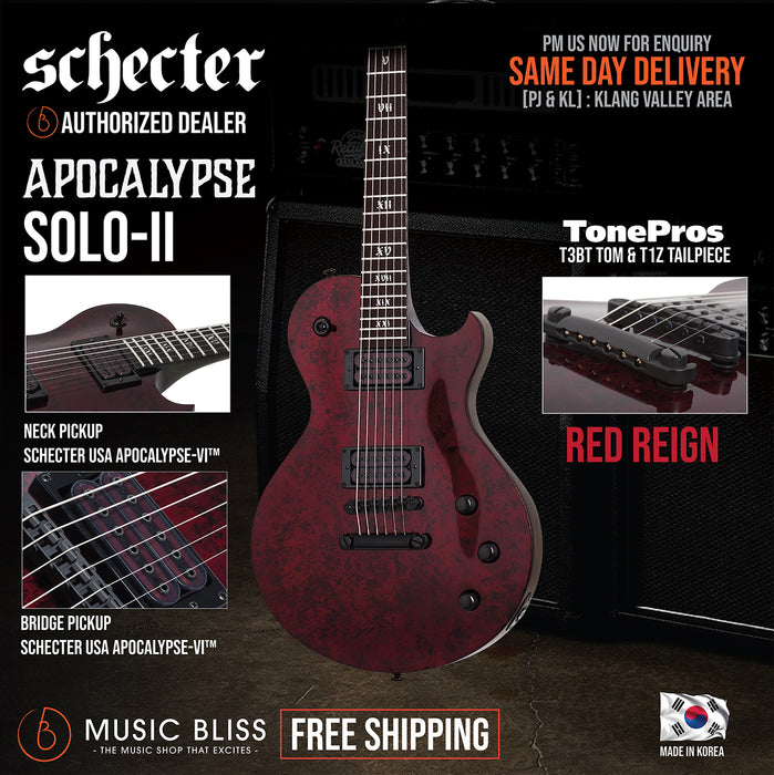 Schecter Solo-II Apocalypse Electric Guitar - Red Reign [MIK] - Music Bliss Malaysia