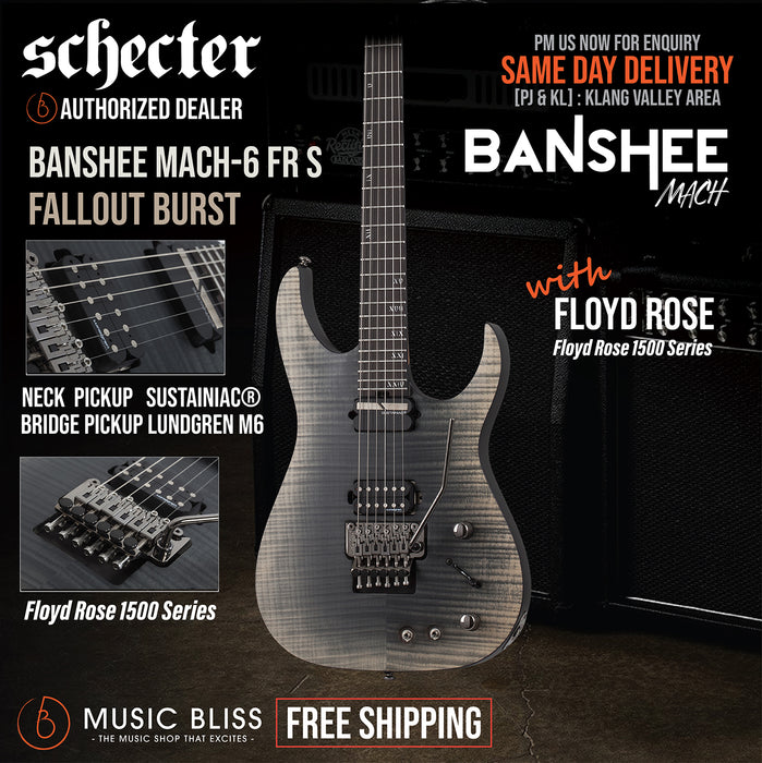 Schecter Banshee Mach-6 FR-S Electric Guitar - Fallout Burst - Music Bliss Malaysia