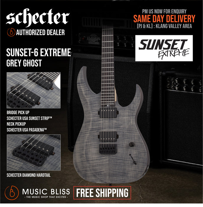 Schecter Sunset-6 Extreme Electric Guitar - Grey Ghost - Music Bliss Malaysia