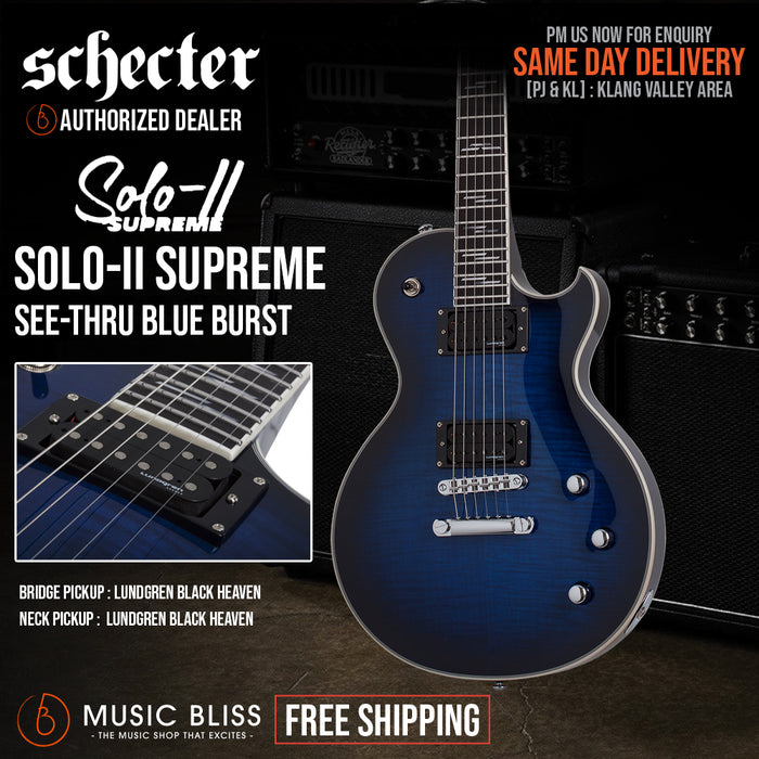 Schecter Solo-II Supreme Electric Guitar - See Thru Blue Burst | Music ...