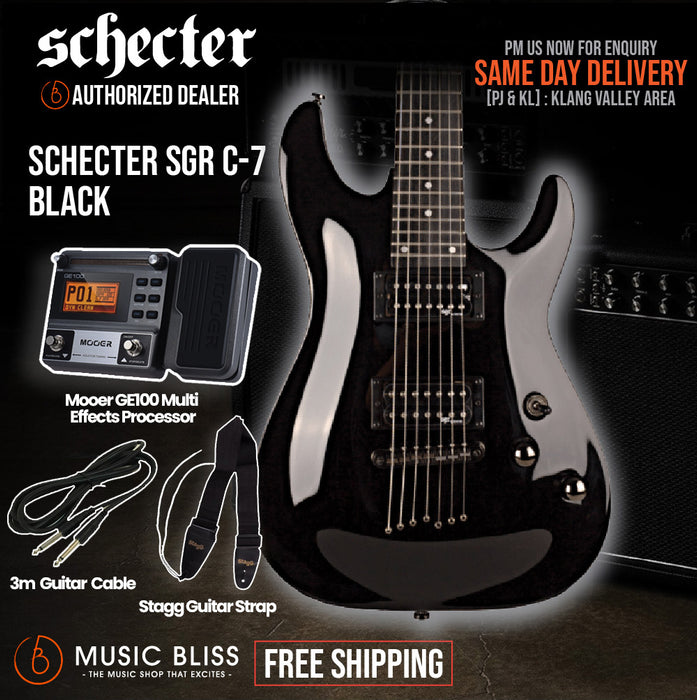 Schecter SGR C-7 Electric Guitar - Black - Music Bliss Malaysia