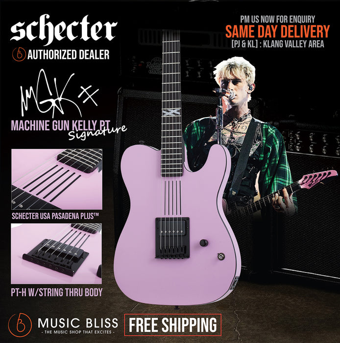 Schecter Machine Gun Kelly Signature PT Electric Guitar - Pink - Music Bliss Malaysia