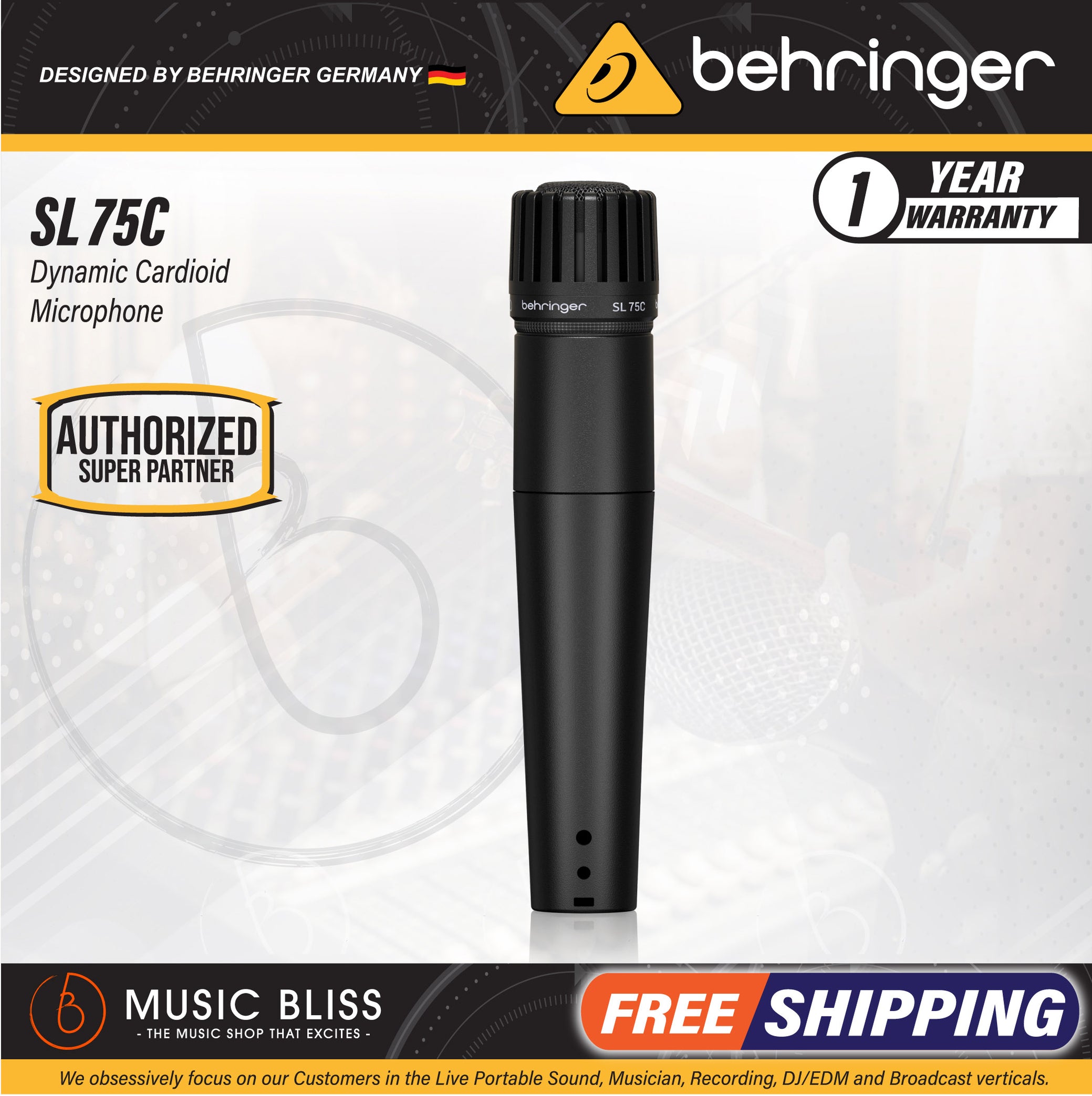 Behringer SL75C Dynamic Cardioid Microphone Music Bliss Malaysia