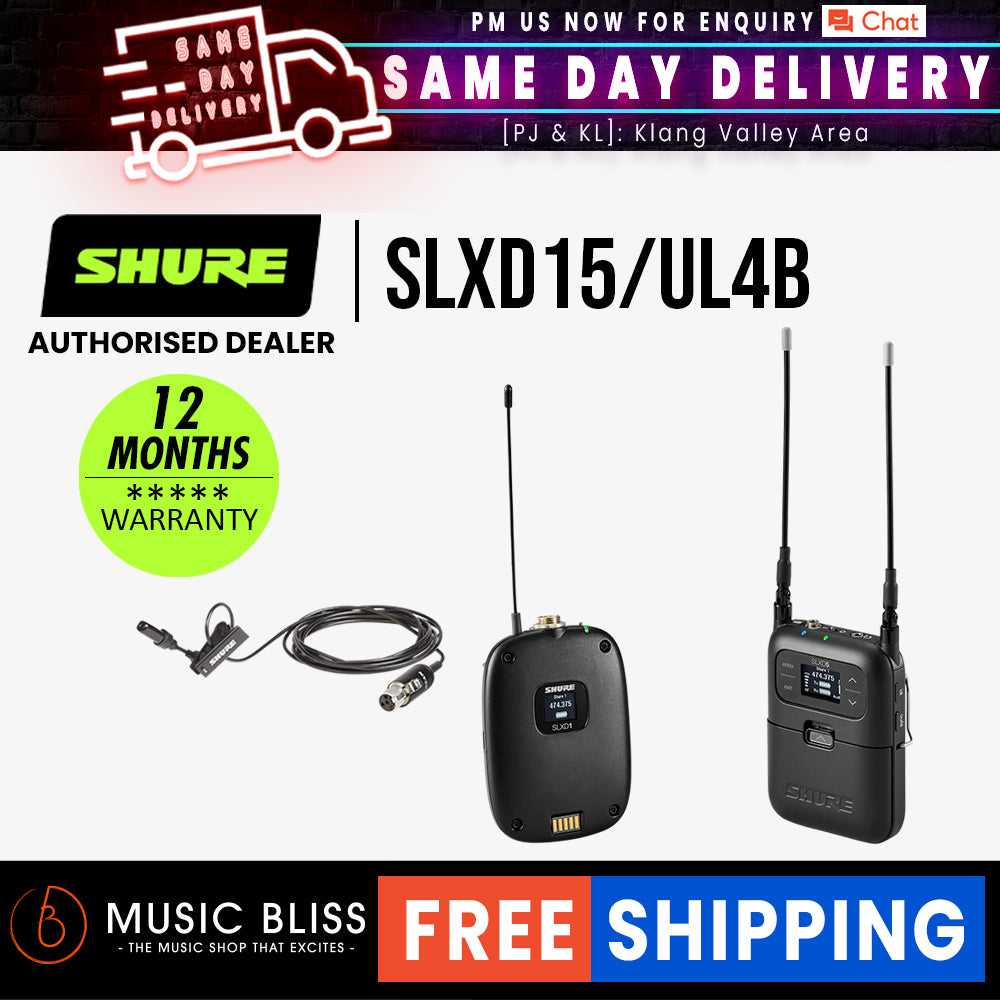 Shure SLXD15/UL4B Wireless Bodypack System With Uniplex UL4 Lavalier ...