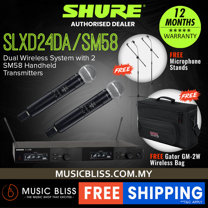 Shure SLXD24D/SM58 Digital Wireless Dual Handheld Microphone System with SM58 Handheld Transmitters