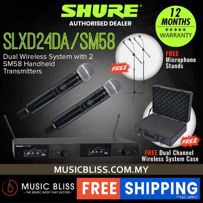 Shure SLXD24D/SM58 Digital Wireless Dual Handheld Microphone System with SM58 Handheld Transmitters