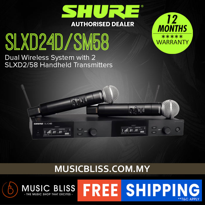 Shure SLXD24D/SM58 Digital Wireless Dual Handheld Microphone System with SM58 Handheld Transmitters