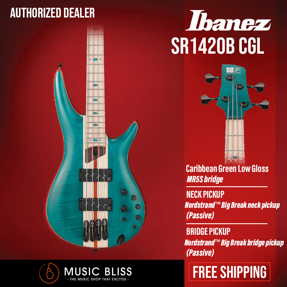 Ibanez Premium SR1420B Electric Bass Guitar - Caribbean Green Low Gloss ...