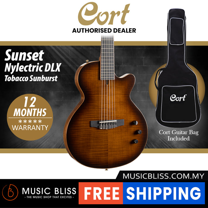 Cort Sunset Nylectric DLX Electro-Classical Guitar - Tobacco Sunburst