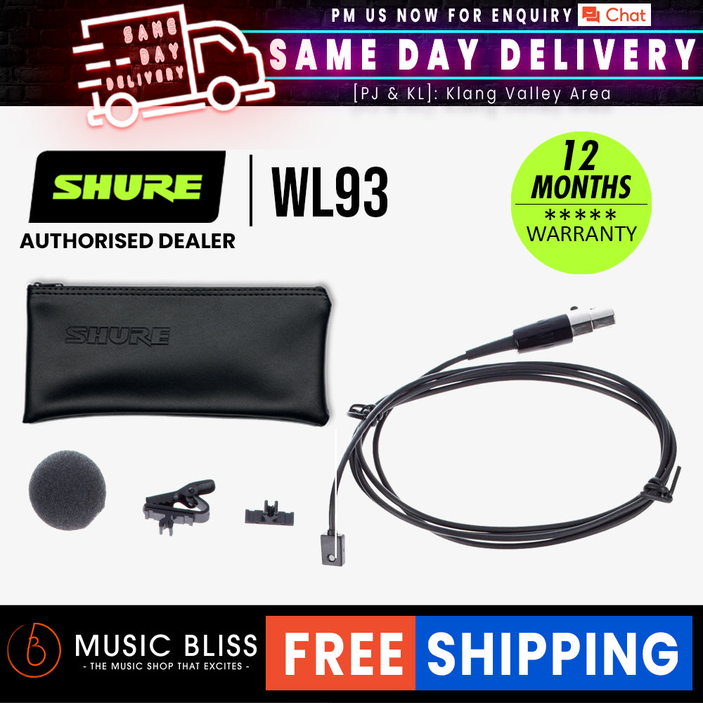 Shure WL93 Omnidirectional Lavalier Condenser Microphone for