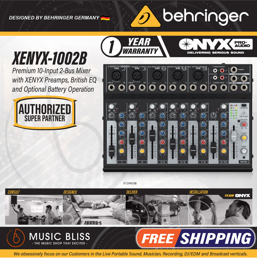 Behringer 1002B Xenyx Battery-Operated 10-Channel Audio Mixer