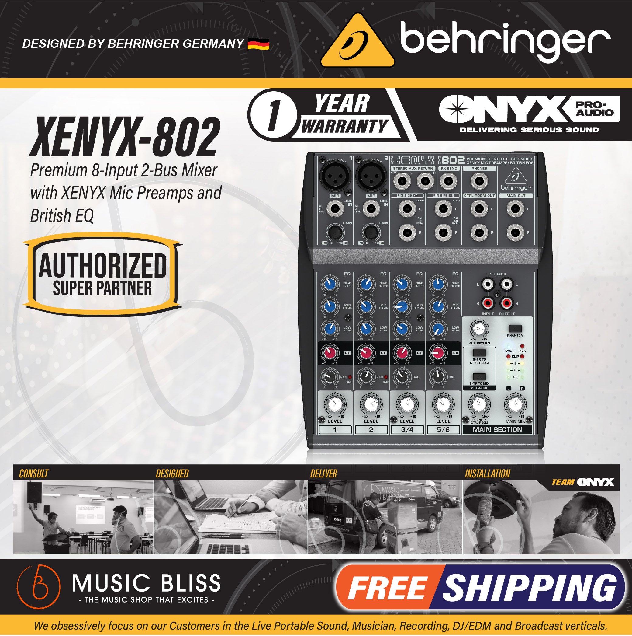 Behringer XENYX 802 Analog Mixer | Music Bliss Malaysia