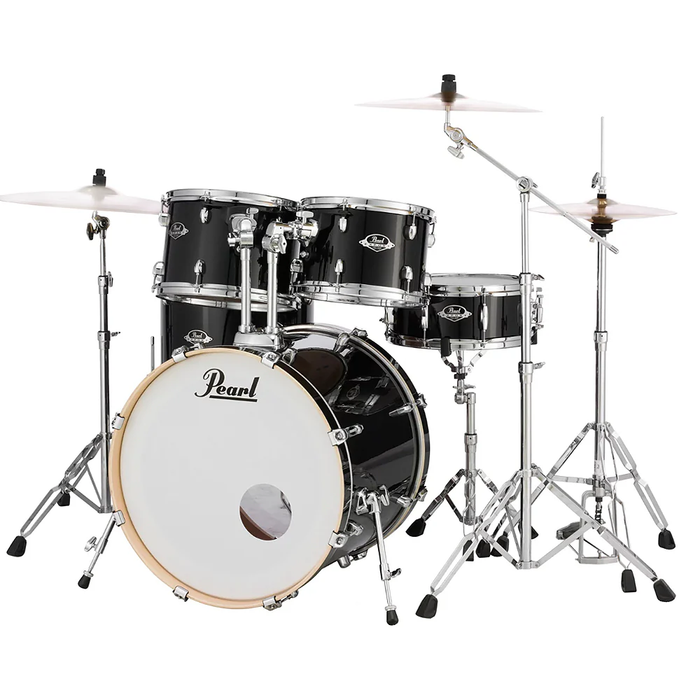 Pearl Export EXX 5-Piece Drum Set with Hardware, Drumstick and Throne - 22 Kick - Jet Black