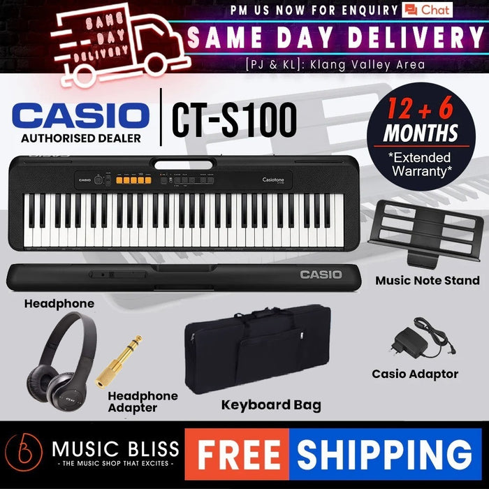 Casio CT-S100 61-Keys Casiotone Keyboard with FREE Keyboard Stand