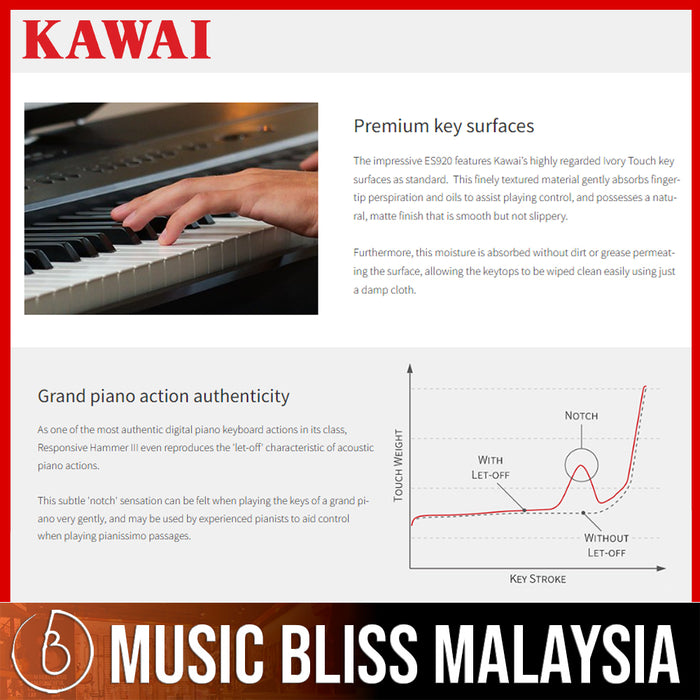 Kawai ES-920 Portable Digital Home Piano - Black - Music Bliss Malaysia