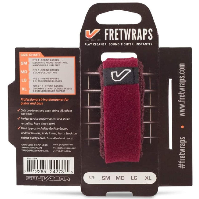 Gruv Gear FretWraps HD 'Wine' String Muters Single Pack - Small Burgundy (FW-1PK-BGY-SM / FW 1PK BGY SM) - Music Bliss Malaysia