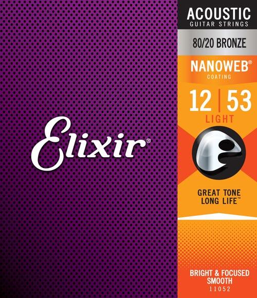 Elixir Strings 11152 Nanoweb 80 20 Acoustic Guitar Strings .010